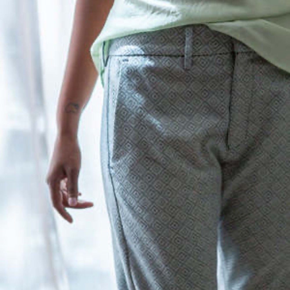 Erica Tanov Hudson Cotton Jacquard Pants - Quartz, 30